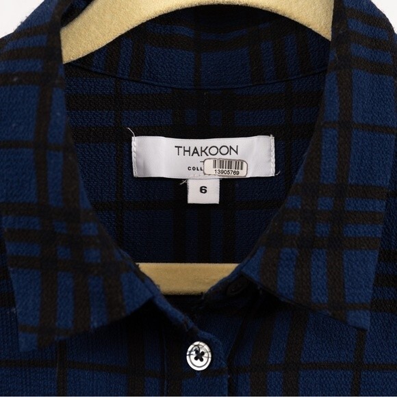 Thakoon collective blue plaid shirtdress size 6 - Picture 4 of 12